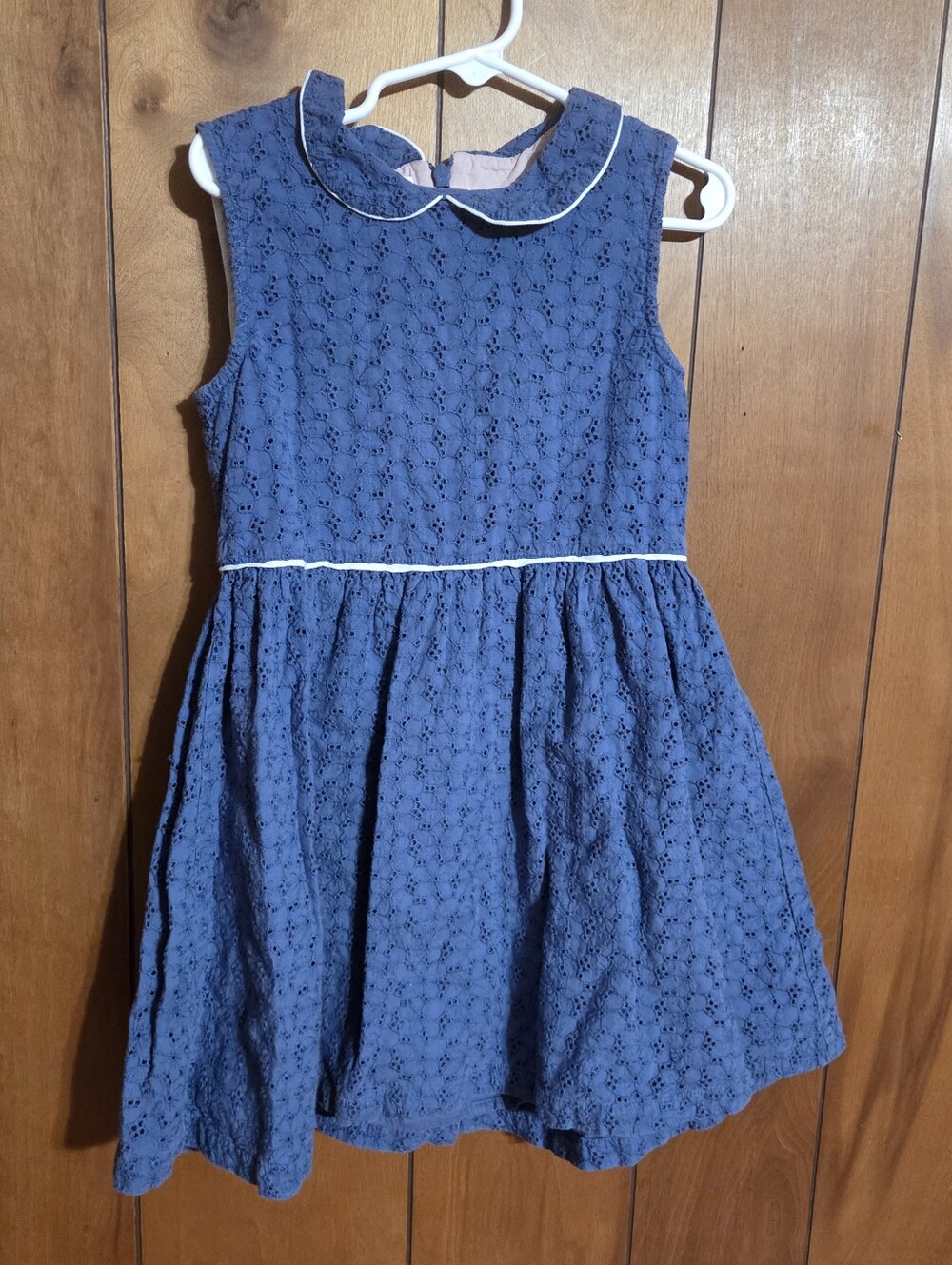 Mini Boden Size 5-6 Lace Collar Dress Blue